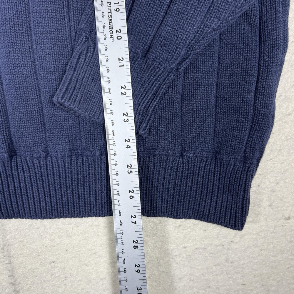 Y2K Nautica Sweater Mens 2XL Blue 100% Cotton Ribbed Crewneck Knit Pullover - Picture 4 of 7